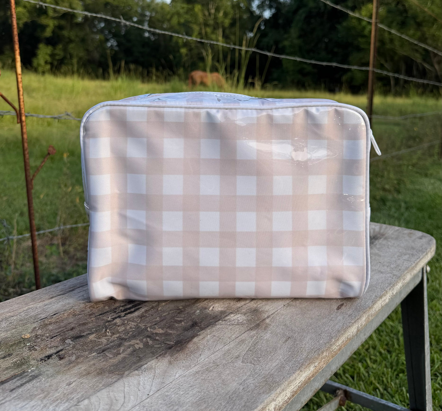 Khaki Gingham Bag