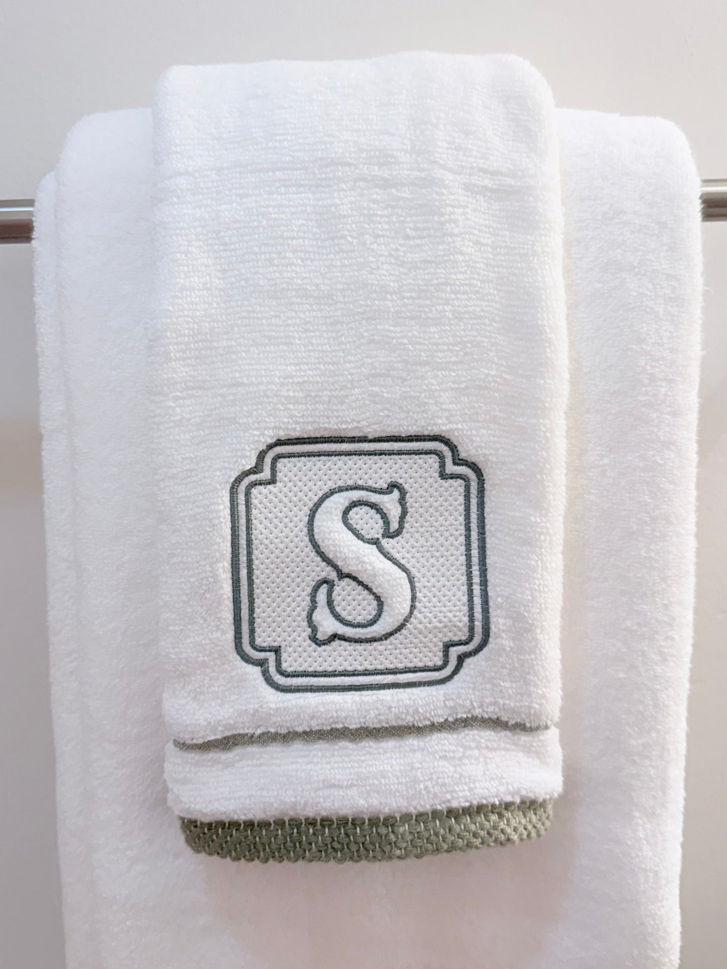 Green Monogram Towel