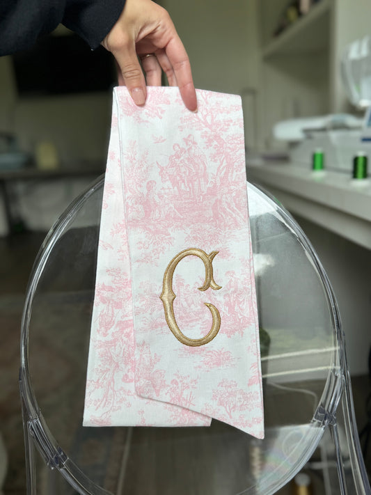 Pink toile sash