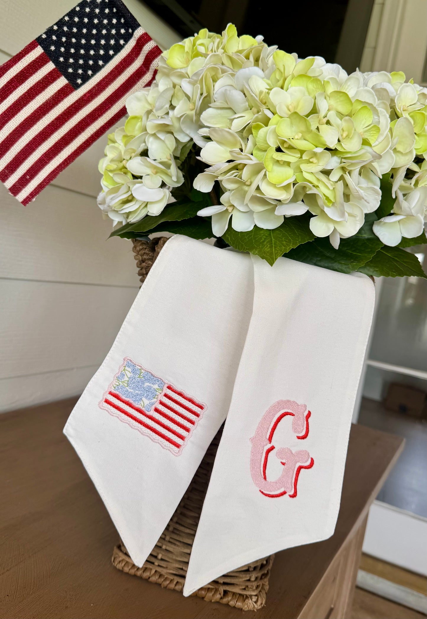 Hydrangea Flag sash