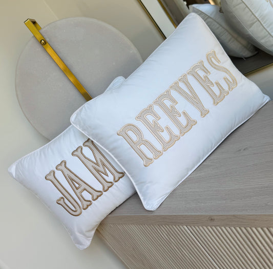 Tan Gingham Trim Pillow