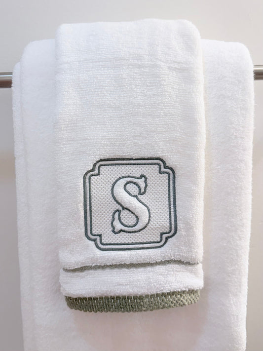 Green Monogram Towel